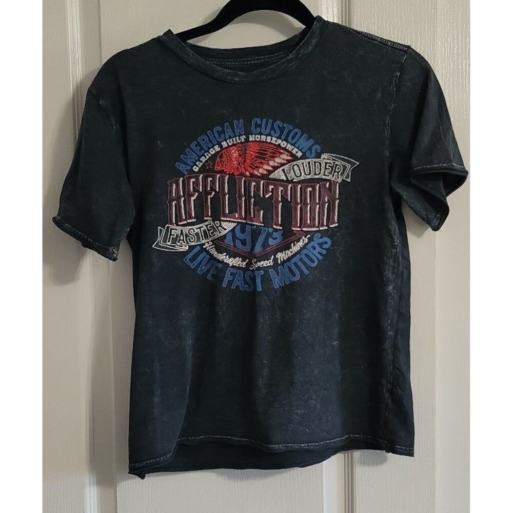 Affliction t-shirt distressed black size medium‎
